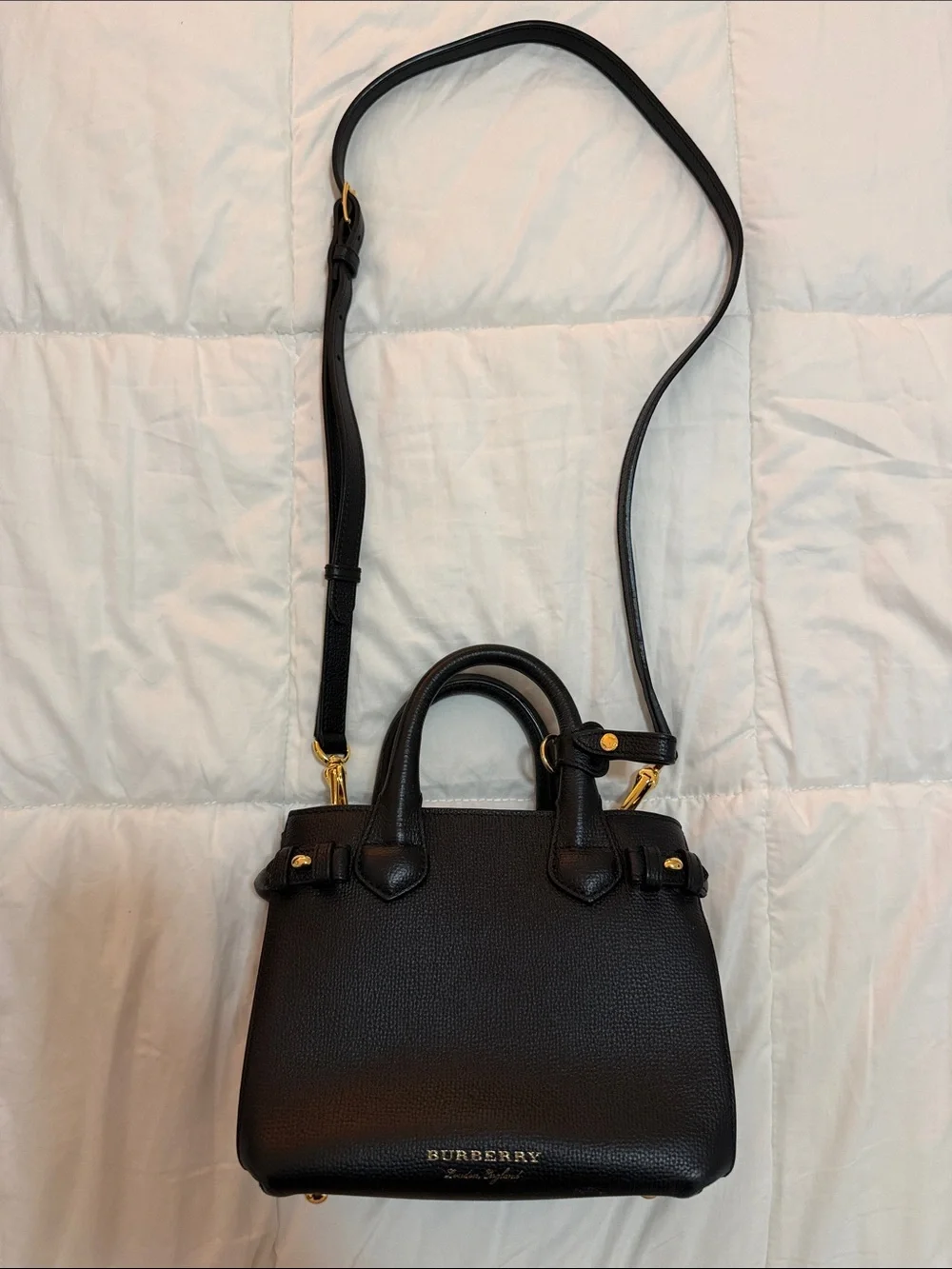 Burberry Black Leather Mini Satchel with Gold Hardware